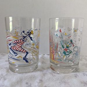 Walt Disney World 25th Anniversary McDonald’s Goofy Donald Duck Glass Tumblers